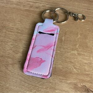 5/$20 — Pink Marble Chapstick Holder Keychain